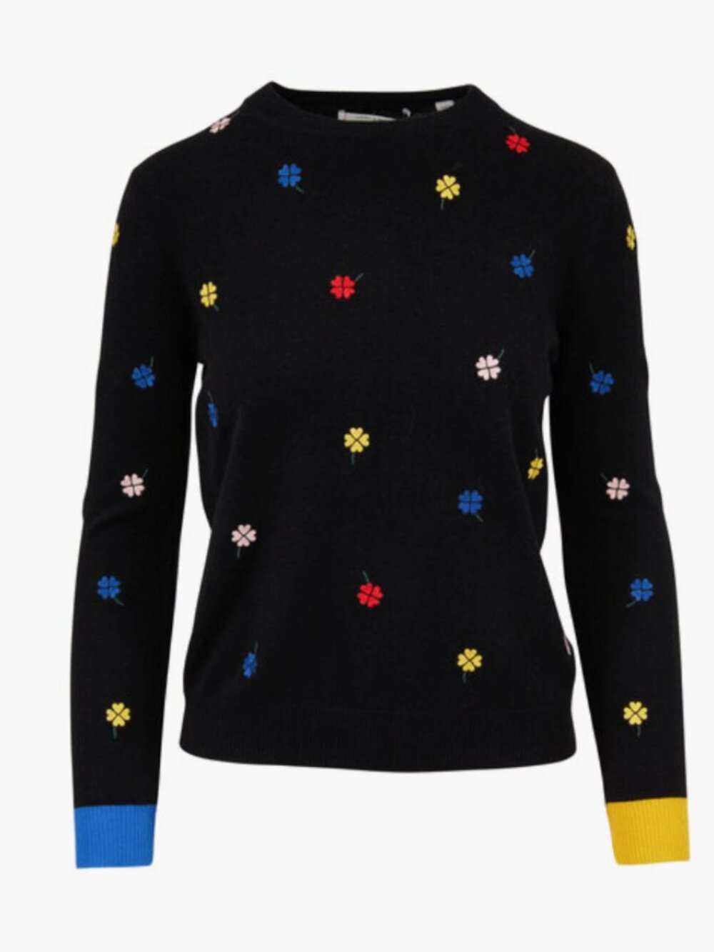 NWOT Chinti & Parker black cashmere clover Embroidered sweater XS